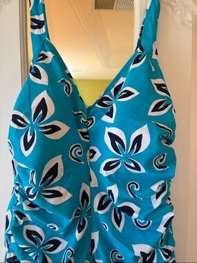 22W Gabarll Turquoise blue Floral One-Piece Swimsuit